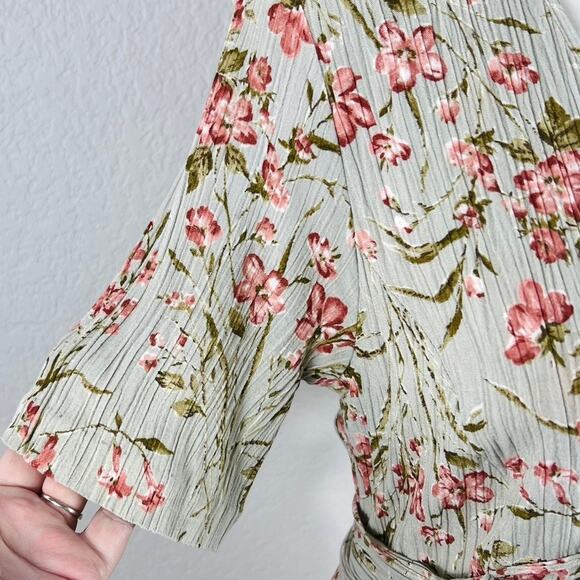 Vintage Rabbit Rabbit Designs Dress 12 S/M Floral Stretch Crinkle Rayon Maxi USA - Picture 4 of 13